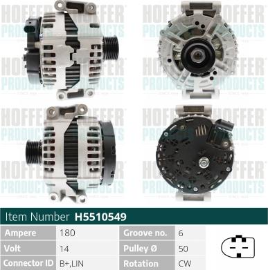 Hoffer H5510549 - Генератор www.autospares.lv