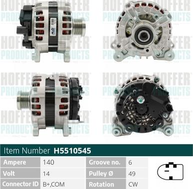 Hoffer H5510545 - Alternator www.autospares.lv