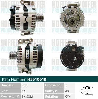 Hoffer H5510519 - Alternator www.autospares.lv