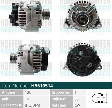 Hoffer H5510514 - Alternator www.autospares.lv