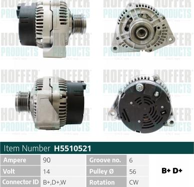 Hoffer H5510521 - Генератор www.autospares.lv