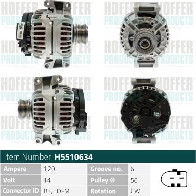 Hoffer H5510634 - Ģenerators autospares.lv