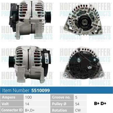 Hoffer H5510099 - Alternator www.autospares.lv