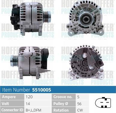 Hoffer H5510005 - Alternator www.autospares.lv