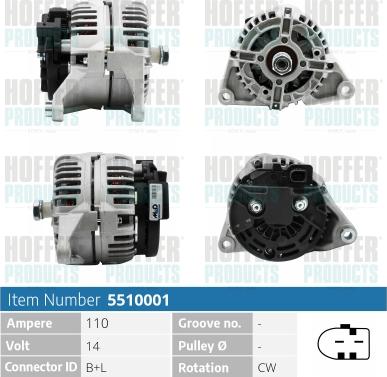 Hoffer H5510742 - Alternator www.autospares.lv