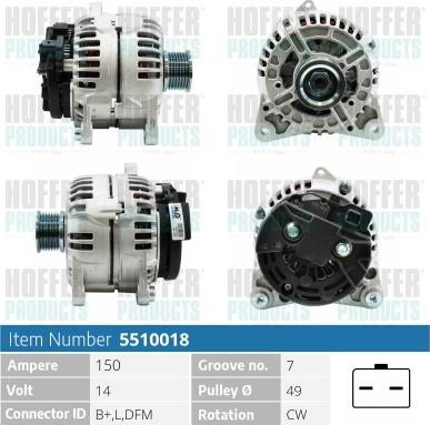 Hoffer H5510018 - Ģenerators autospares.lv