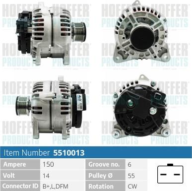 Hoffer H5510013 - Alternator www.autospares.lv