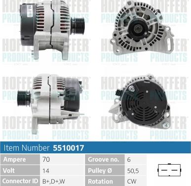 Hoffer H5510017 - Alternator www.autospares.lv