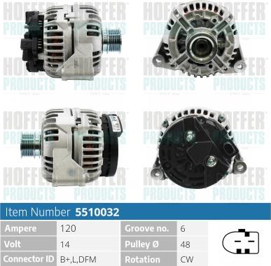 Hoffer H5510032 - Alternator www.autospares.lv