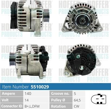 Hoffer H5510029 - Alternator www.autospares.lv