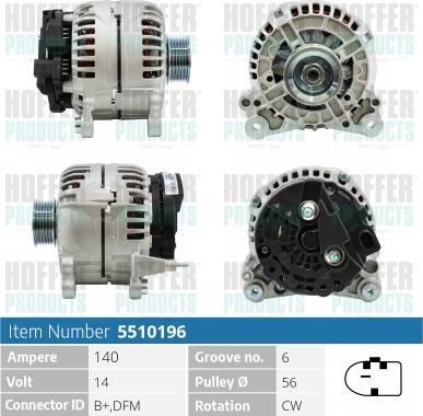 Hoffer H5510196 - Alternator www.autospares.lv