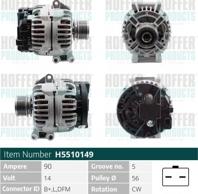 Hoffer H5510149 - Ģenerators autospares.lv