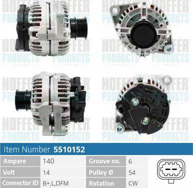 Hoffer H5510152 - Ģenerators autospares.lv