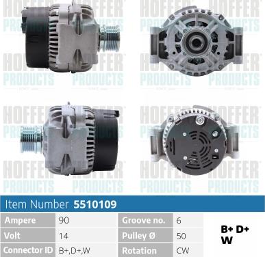 Hoffer H5510109 - Alternator www.autospares.lv