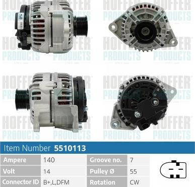 Hoffer H5510113 - Alternator www.autospares.lv