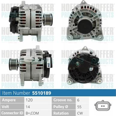 Hoffer H5510189 - Alternator www.autospares.lv