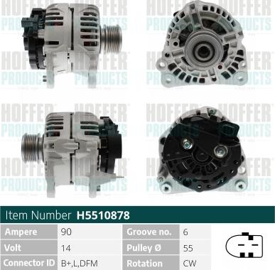 Hoffer H5510878 - Alternator www.autospares.lv