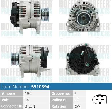 Hoffer H5510394 - Alternator www.autospares.lv