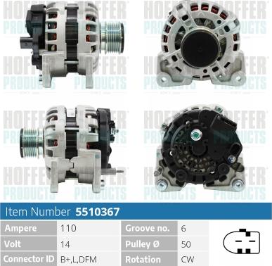 Hoffer H5510367 - Ģenerators autospares.lv