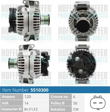 Hoffer H5510300 - Alternator www.autospares.lv