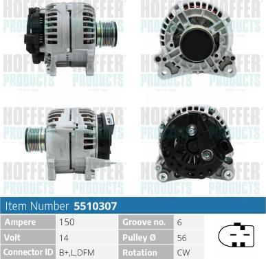 Hoffer H5510307 - Alternator www.autospares.lv