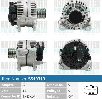 Hoffer H5510310 - Alternator www.autospares.lv