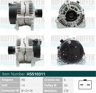 Hoffer H5510311 - Alternator www.autospares.lv