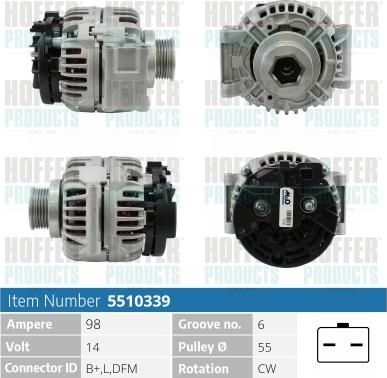 Hoffer H5510339 - Ģenerators autospares.lv