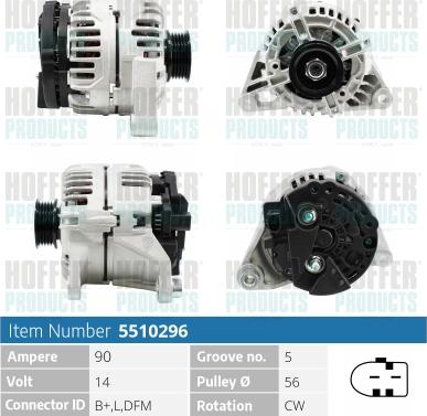 Hoffer H5510296 - Alternator www.autospares.lv