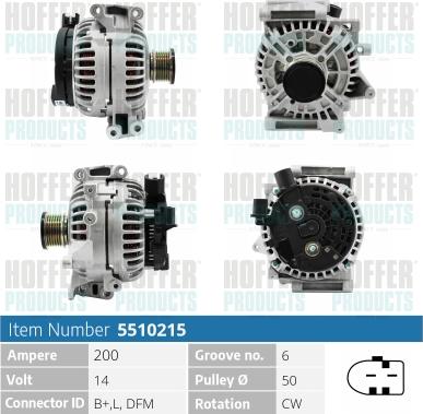 Hoffer H5510215 - Alternator www.autospares.lv