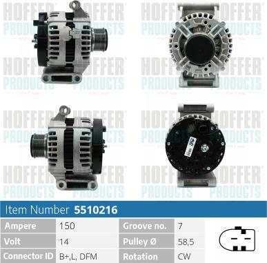 Hoffer H5510216 - Alternator www.autospares.lv