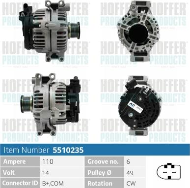 Hoffer H5510235 - Alternator www.autospares.lv