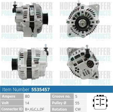 Hoffer H5535457 - Alternator www.autospares.lv