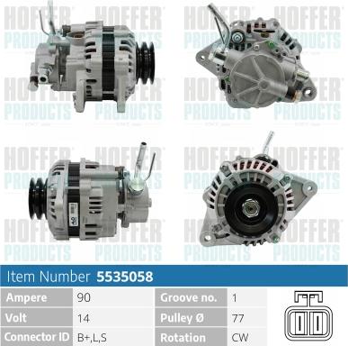 Hoffer H5535058 - Alternator www.autospares.lv