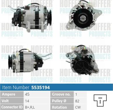 Hoffer H5535194 - Генератор www.autospares.lv