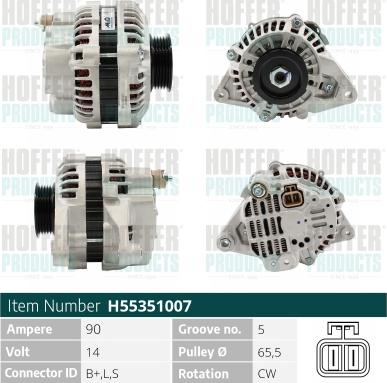 Hoffer H55351007 - Alternator www.autospares.lv