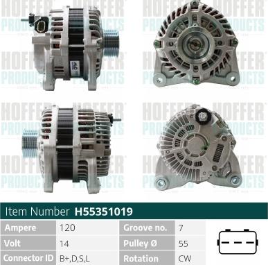 Hoffer H55351019 - Ģenerators autospares.lv