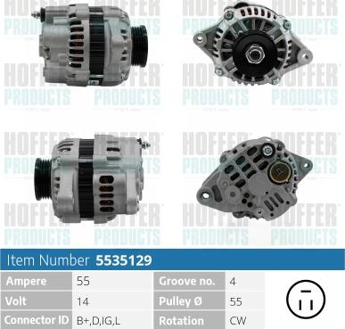 Hoffer H5535129 - Alternator www.autospares.lv