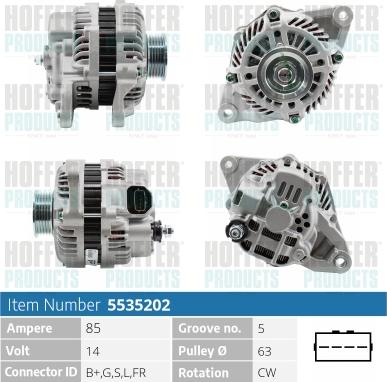 Hoffer H5535202 - Alternator www.autospares.lv