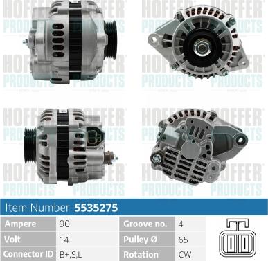 Hoffer H5535275 - Alternator www.autospares.lv