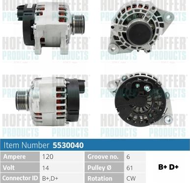 Hoffer H5530040 - Alternator www.autospares.lv