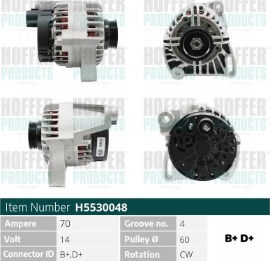 Hoffer H5530048 - Alternator www.autospares.lv