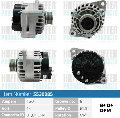 Hoffer H5530085 - Alternator www.autospares.lv