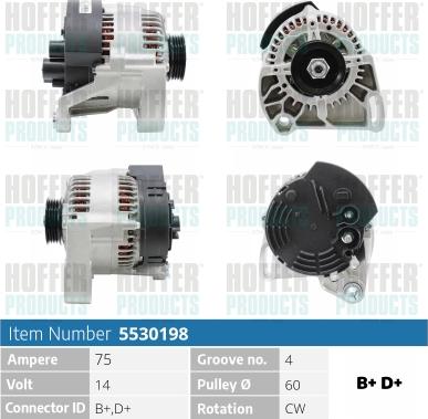 Hoffer H5530198 - Alternator www.autospares.lv