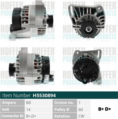 Hoffer H5530894 - Ģenerators www.autospares.lv