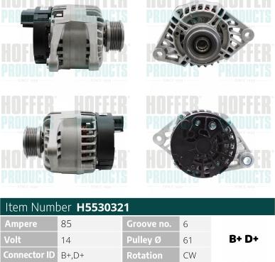 Hoffer H5530321 - Alternator www.autospares.lv