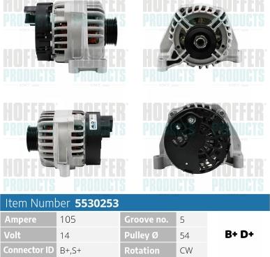 Hoffer H5530253 - Alternator www.autospares.lv