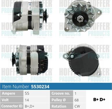 Hoffer H5530234 - Alternator www.autospares.lv