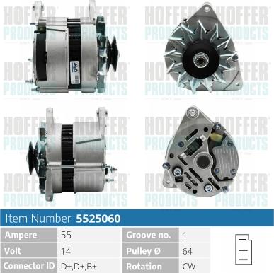 Hoffer H5525060 - Alternator www.autospares.lv