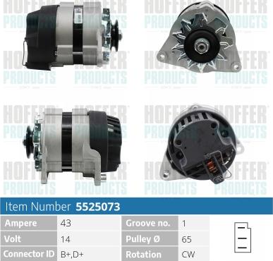 Hoffer H5525073 - Alternator www.autospares.lv